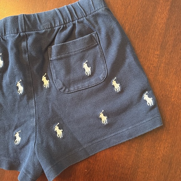 Polo Ralph Lauren Navy Blue Shorts White Embroidered Pony Drawstring Stretch - Picture 8 of 12